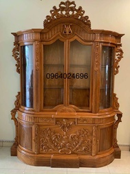 tủ rượu bầu luis ngang 1m80 sâu 50 cao 2m27 gỗ gõ hương đá