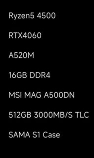 全新RTX4060+R5 4500砌機電腦
