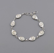 กำไลข้อมือเงินแท้ 925 โซ่ Snake Chain ประดับ "ตาพระศิวะ" 3 เม็ด (Shiva Eye Station Bracelet)