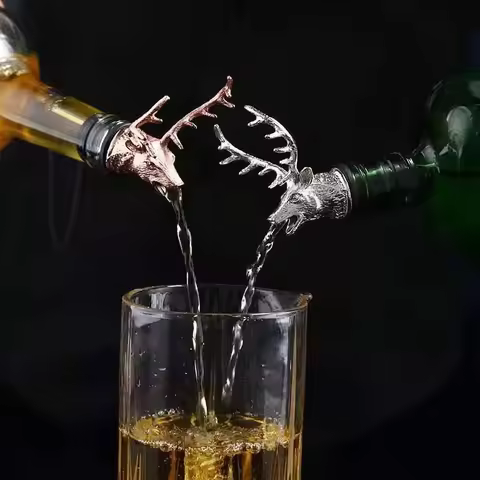2026 Deer Head Pourer Detachable Oil Wine Bottle Pourer Cap Spout Stopper Mouth Dispenser Bartender 
