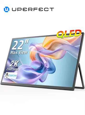 UPERFECT 22" 2K Portable Touchscreen Monitor w/VESA & 180°Adjustable Stand 2560 * 1440 QHD FreeSync 