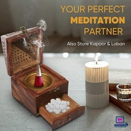 Wooden Pyramid Dhoop & Agarbatti Burner – Handcrafted Incense Holder Box with Drawer for Home Décor