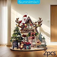 [Sunnimix1] 2 Pieces Christmas House 3D Puzzles Set 3D Wooden Puzzles Decorative Christmas