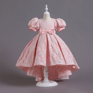 3-9Yrs New Pink Ulang Tahun Dress Pesta Party Anak Perempuan Dan Birthday Short Sleeve Party Dress