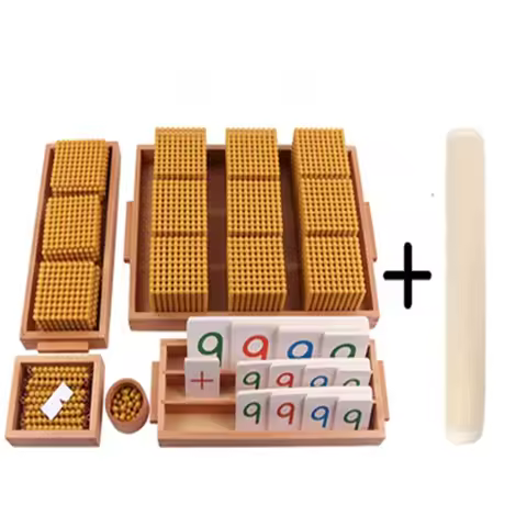 Montessori Math Toys Golden Beads Set Decimal System Learning Bank Game for Children Mathematics Mat