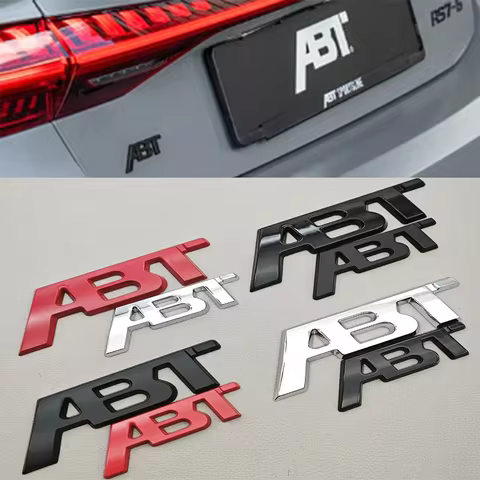 3D Metal ABT Logo Front Grill Side Fender Badge Rear Trunk Boot Emblem Car Sticker For VW Audi S RS 