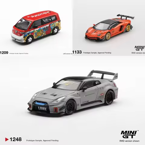 MINI GT 1:64 LB-Silhouette WORKS GT 35GT-RR Ver.1 Matt Grey ID. Buzz Mizu Aventador Orange Diecast M