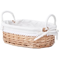 Wicker Bread Basket with Removable White Liner，Serving Bread Basket For Kitchen Counter With Handle，