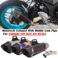 For YAMAHA YZF-R25 R3 MT-03 MT03 Motorcycle Exhaust Escape System Modify Muffler With Middle Link Pi