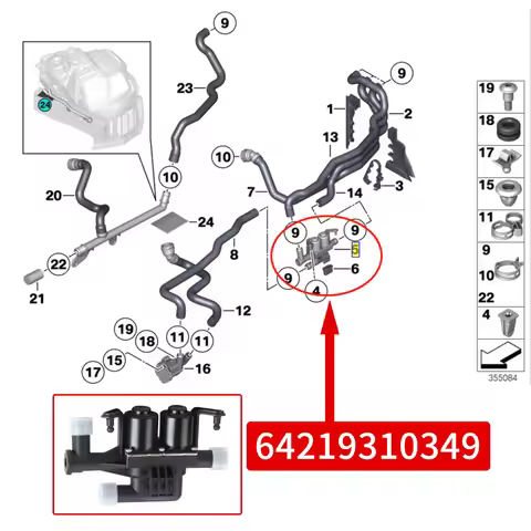 For BMW 5 6 7 Series F10 F11 F07 F02 N52 N57 N63 64219310349 Car Engine Parts Heater Control Water V