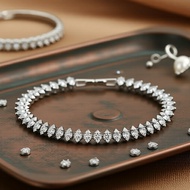 925 Silver-Plated Marquise-Cut Cubic Zirconia Luxury Bracelet
