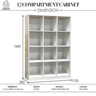 HomeDIY SABAH 12 Compartment Cabinet  (166CM Height) | White / Natural Oak | Kabinet | CC988000062 /