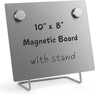 Magnetic Bulletin Board with Stand – Small Dry Erase Memo Board – Tabletop Metal Easel for Magnet Di