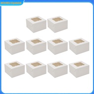 10Pcs Cookie Box Visible Window Waterproof White/Brown Bakery Dessert Packing Case Kitchen Tool 10Pc
