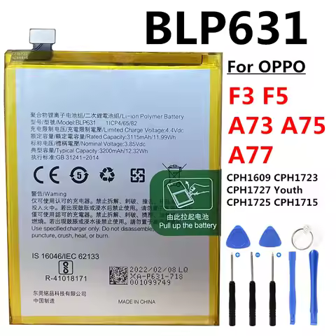 New Original BLP631 3115mAh High Quality Phone Battery for Oppo F3 CPH1609 F5 CPH1723 CPH1727 Youth 