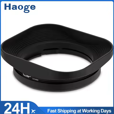 Haoge LH-X50 Square Metal Lens Hood for Fuji XF 50mm F2 R WR Lens on X-Pro3 Pro2 X-T5 T4 X-T50 X-T30