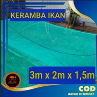 K3215 Jaring kasa kramba ikan tutup sleting 3x2x15 siap pakai
