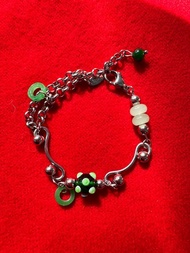 【賀年禮物】綠色 水晶 金屬珍珠 客製 串珠手鏈| 配飾 吊飾 y2k