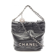 【二手】香奈兒 CHANEL 單背包 CHANEL 22 Mini 2WAY AS3980 黑色皮革 CHANEL22 Matelassé 迷你鏈條肩背包 女士二手 A