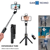 Bluetooth Dual LED Flash Selfie Stick Tongsis HP Berdiri 3 in 1 Multifungsi Tripod + Dual LED Selfie