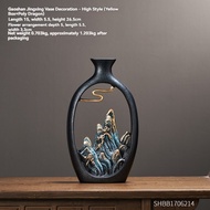 Livingmall Chinese Style High Mountain Scenery Vase Decoration Living Room Foyer Decoration Office D