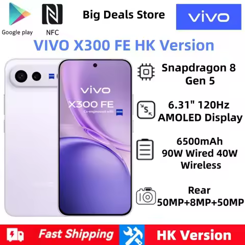 Vivo X300 FE HK Version Snapdragon 8 Gen 5 6.31 inch AMOLED screen 120Hz Rear Camera 50MP+8MP+50MP 6