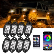 premium-15 Led Pure White Rock Lights Car Underglow 8Pods Light APP Remote Control Mini Rgb Chassis 