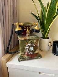 日本製 義大利大理石  復古轉盤電話     擺件。裝飾品
