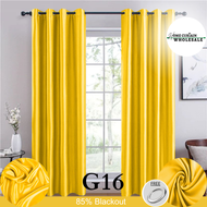 G16 Ready Made Curtain  SIAP JAHIT LANGSIR KAIN TEBAL l(Free Hook &amp; Ring) Warna Mustard Gold ,85% blackout