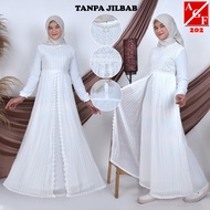 Agnes Hijab - Syza Dress Gamis Putih Simpel Elegan Mewah Anak Muslim Sifon Mutiara Kombinasi Renda Panjang Syari Tanpa Jilbab Wudhu Friendly Lebaran Haji Umroh Terbaru 202