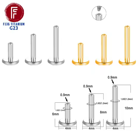 Wholesale 1/10pcs F136 Titanium Piercing labret Stud Earrings Rod Internal Thread Ear Lips Nose Pier