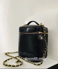 Chanel Vintage 黑色牛皮化妝箱