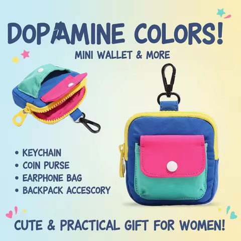 Mini Zipper Earphone Bag Dopamine Color Wallet Keychain Coin Purse Cute Backpack Accessory Pendant G