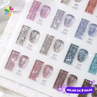 Set สีเจล MILAN 24สี โทนสีแฟลชกลิตเตอร์ แถมชาร์ตฟรี (รหัส MA25)