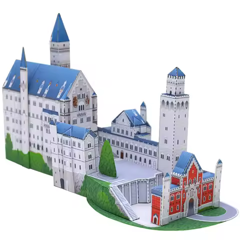 Germany Neuschwanstein Castle Mini 3D Paper Model House Papercraft DIY Origami Building Kids Adult H