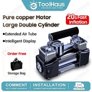 🔥READY STOCK🔥 HEAVY DUTY Double Cylinder Portable Car Tyre Inflator Air Pump 12V Air Compressor Pam 