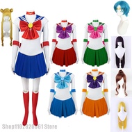 Adults Kids Cosplay Anime Sailor Moon Costume Wig Anime Tsukino Usagi Dress Halloween Costumes Suit 