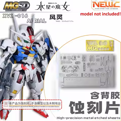 NewC High-precision Metal Etched Sheets with Adhesive Backing Wooden Platform for MGSD XVX-016 Aeria