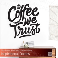 Sticker Cutting Coffee Quotes Glass wall Cafe Coffee Cafe wall Sticker - Black SMOOTH aesthetic wall