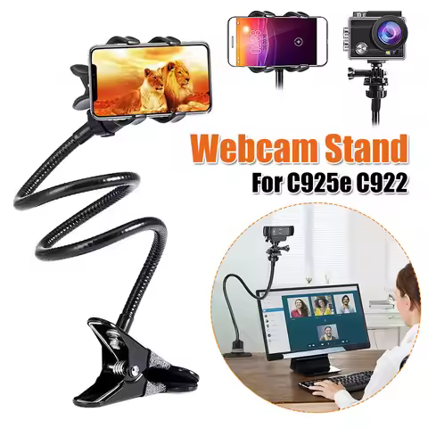 360 Degree Rotatable Gooseneck Clip Stand Webcam Phone Holder for Logitech C920 C922x Brio 4K Flexib