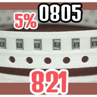 10pcs Chip resistor smd 821 820R 5% size 0805 2012 820 ohm 820ohm