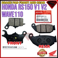 100% ORIGINAL BRAKE PAD RS150 RS150R RS 150 WAVE110 FUTURE DASH STANDARD FRONT & REAR 06455-K56-N01 