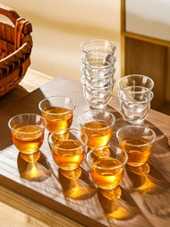 6pcs/8pcs/12pcs, 2.3oz Glass Teacups - Scratch-Resistant, Insulated, Round Glassware, Suitable For T