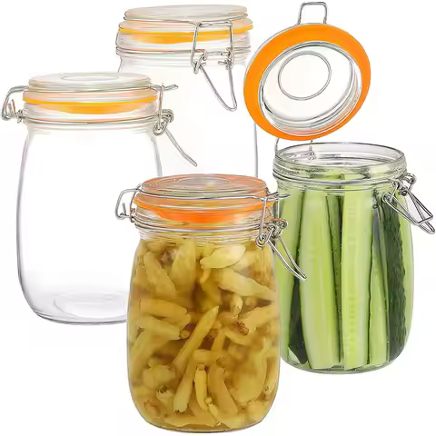 HeY LiLac Glass Mason Jar Wide Mouth Mason Jars with Airtight Lids Large Leak Proof Mason Canning Ja