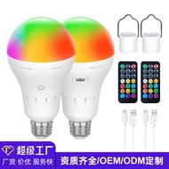 USB Rechargeable Bulb RGB Three-Color Adjustment E26 Party Ambient Light Portable Hook led Bulb Ligh
