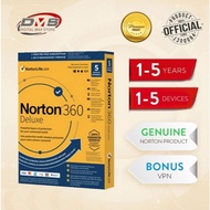 Genuine Norton 360 Deluxe Antivirus -- 3, 5 Device + VPN and 25-50GB CLOUD