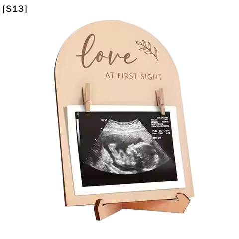 1 Set Expectant Mothers To Announce Pregnancy Or Baby Birth Ornament Wooden Ultrasonic Photo Frame[Q