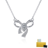 With Gra Certificate- Pt950 Platinum Bow Pendant Moissanite White Diamond Necklace