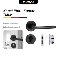 HITAM Purespa Room lock Door lock Simple Black split lock Aluminum Room Door lock Black Door lock split lock Handle lock Black Sand