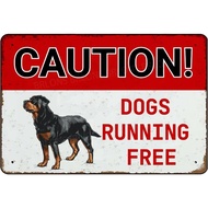 Vintage Rottweiler Beware Of Dogs Metal Sign - Outdoor Aluminum Caution Sign For Fence Yard Garden